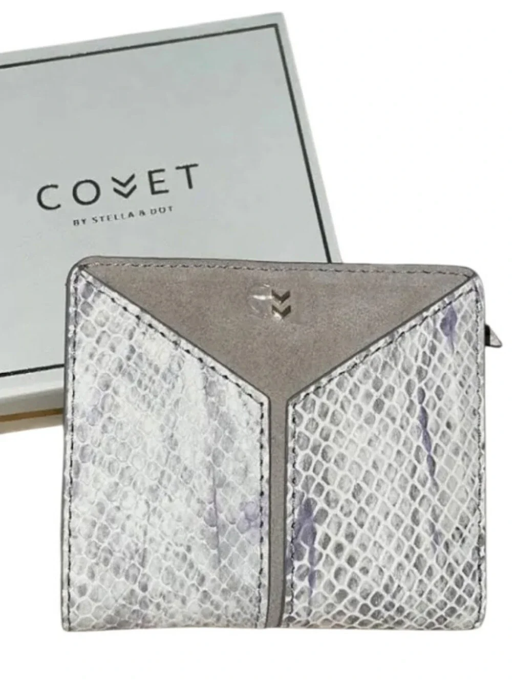 STELLA & DOT Covet Highline Snakeskin Suede Bi-Fold Wallet